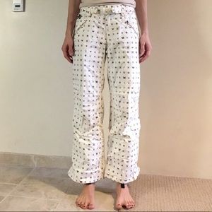 Eastern Mountain Sports Ski / Snowboarding Pants White & Brown Print Size Small
